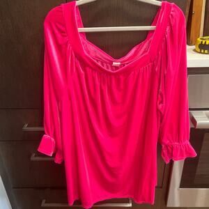 Fuchsia Off-Shoulder Mini Dress with Ruffle Sleeves